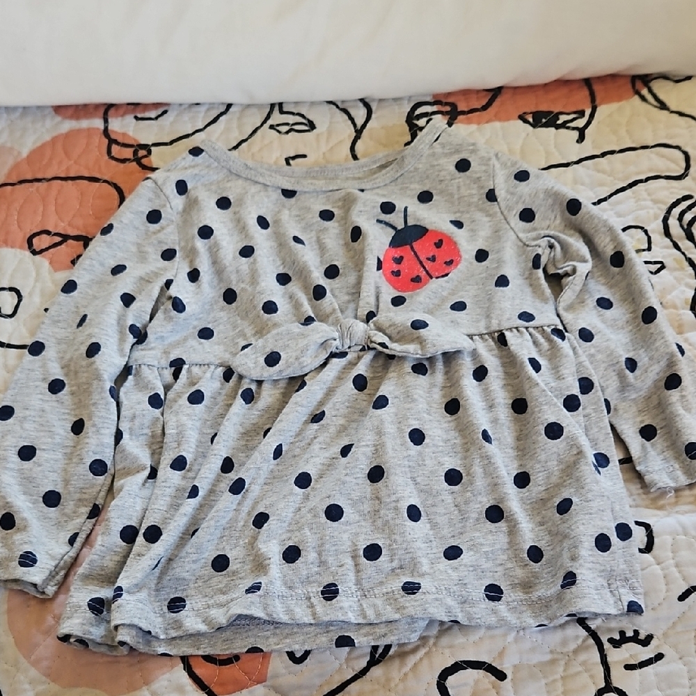 Carter's Gray Shirt with Navy Dots